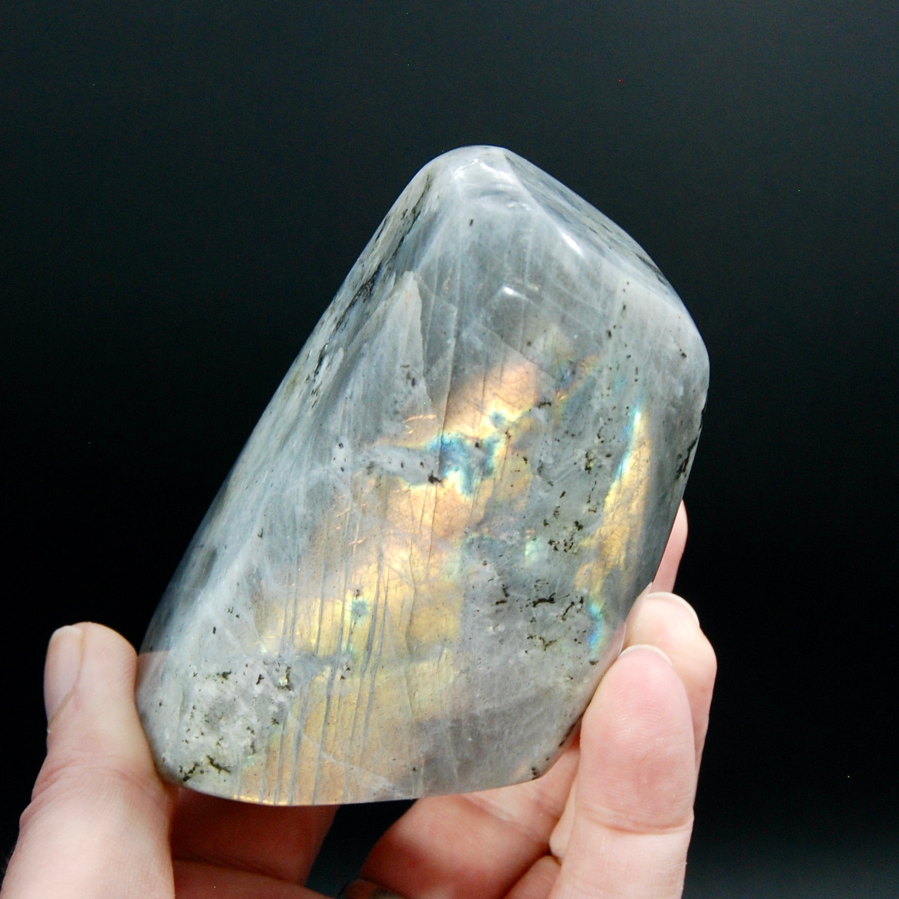 Sunset Labradorite Crystal Freeform Tower, Super Flashy Spectrolite
