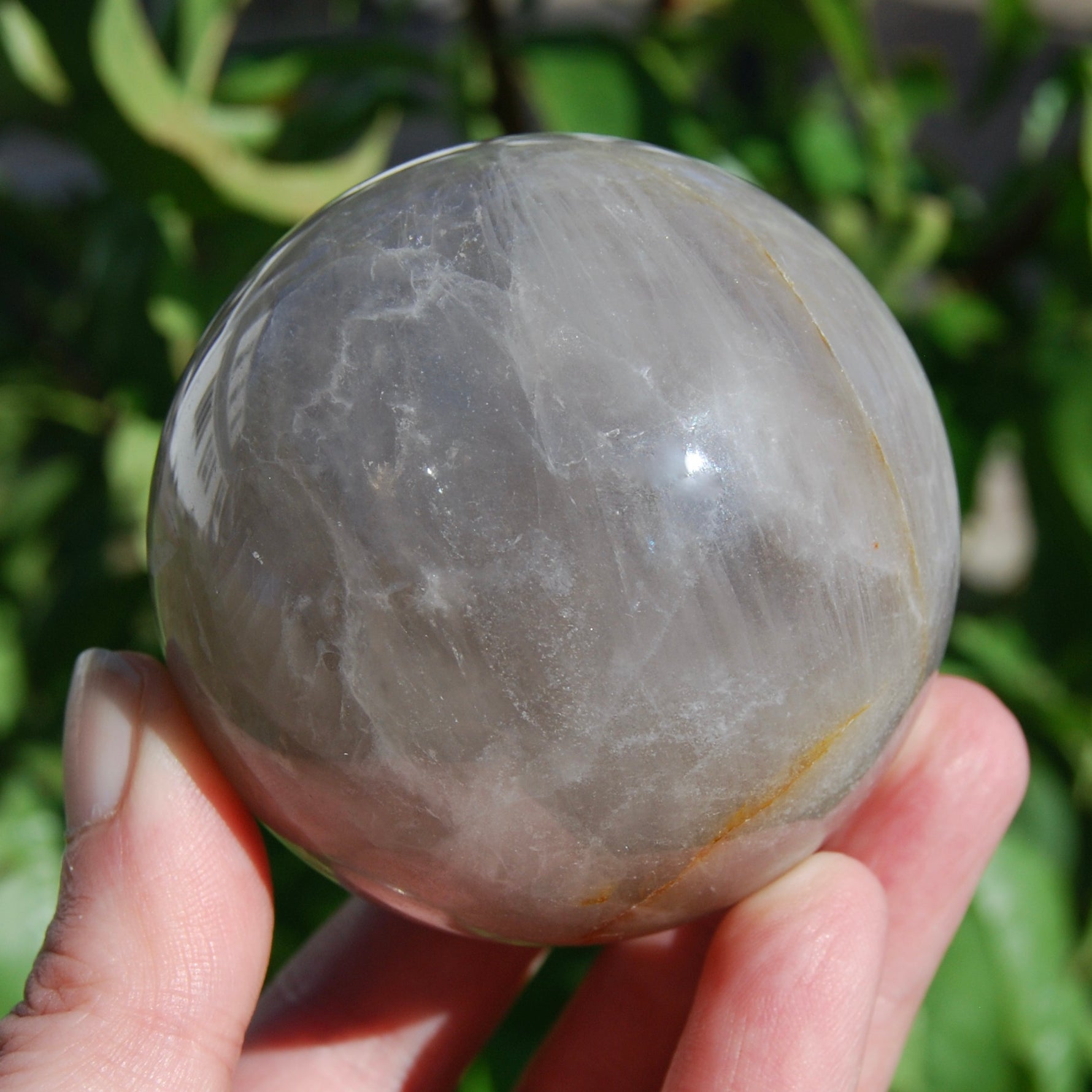 Hematoid Blue Rose Quartz Crystal Sphere