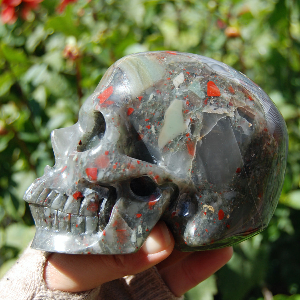 African Bloodstone Crystal Skull 