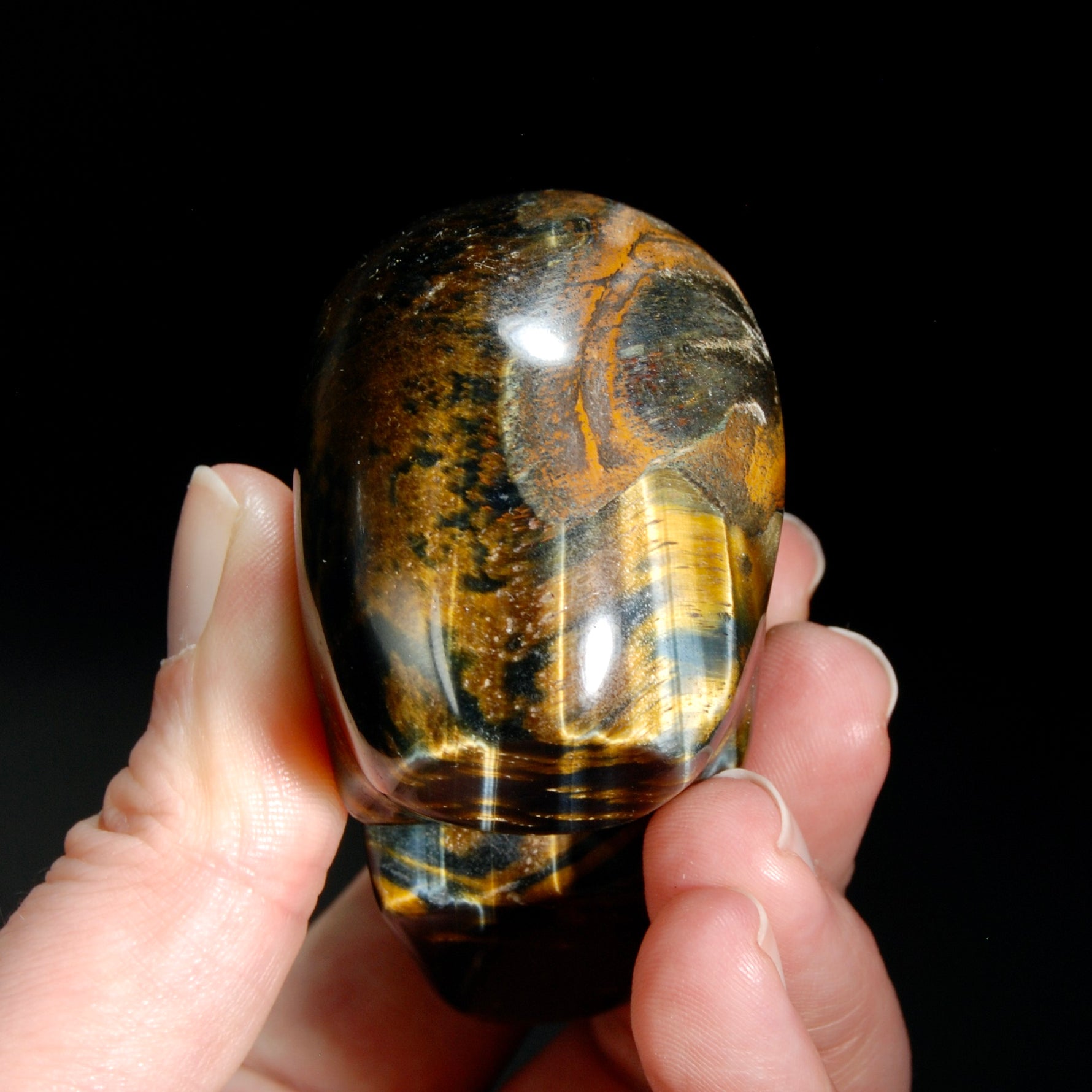 Blue Tiger's Eye Carved Crystal Skull