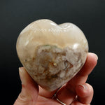 Flower Agate Heart Shaped Palm Stone, Sakura Agate Crystal Heart