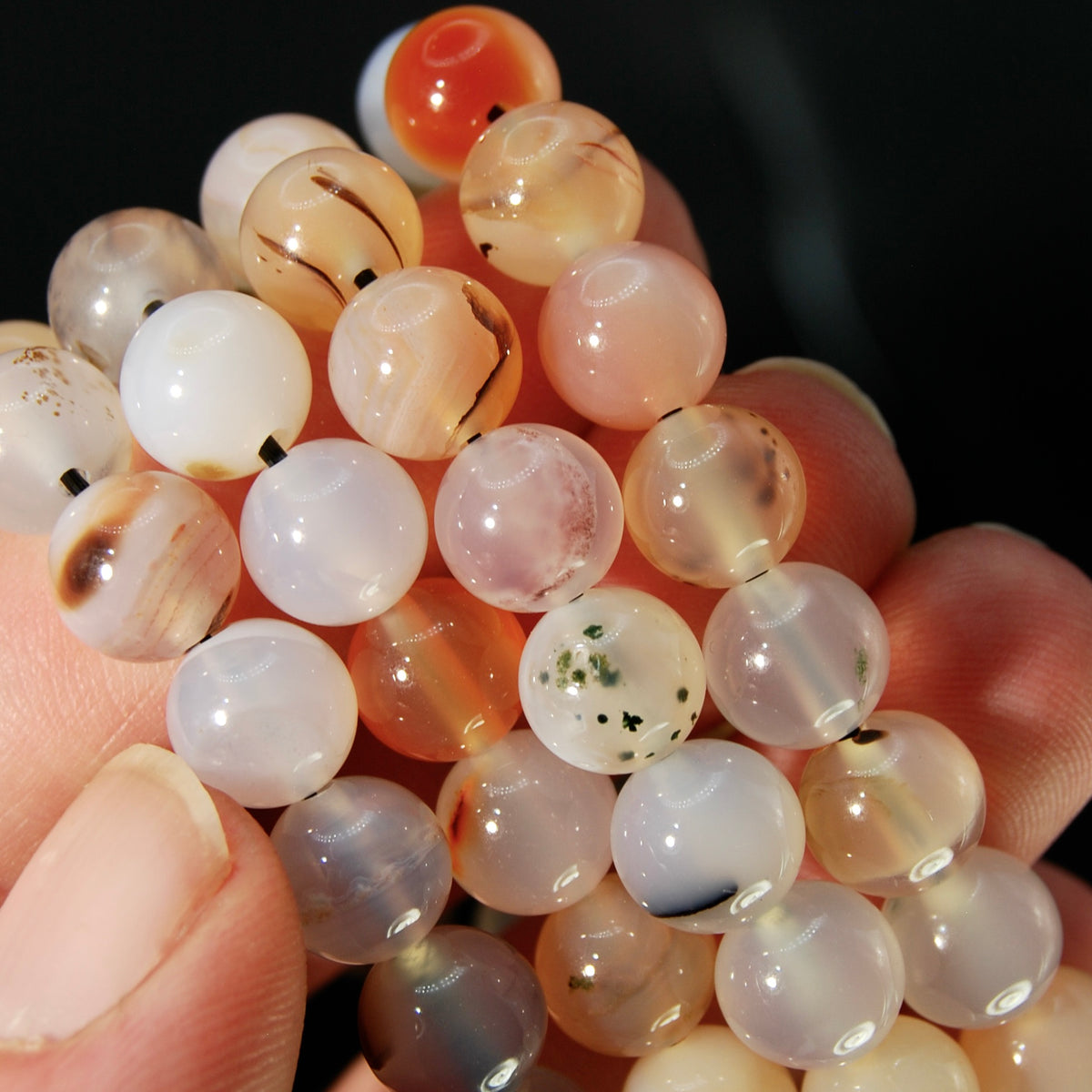 Dendritic Agate Crystal Power Bracelet, 8mm Natural Gemstone Beads
