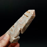 PINK Crazy Lace Agate Druzy Filled Crystal Tower, Indonesia