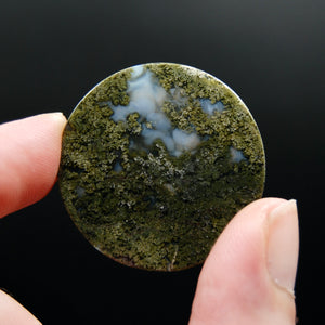 34mm Beautiful Moss Agate Cabochon, Indonesian Garden Agate Round Cab #a13