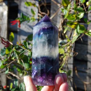 Chunky Fluorite Crystal Tower, Large Blue Purple Fluorite Tower