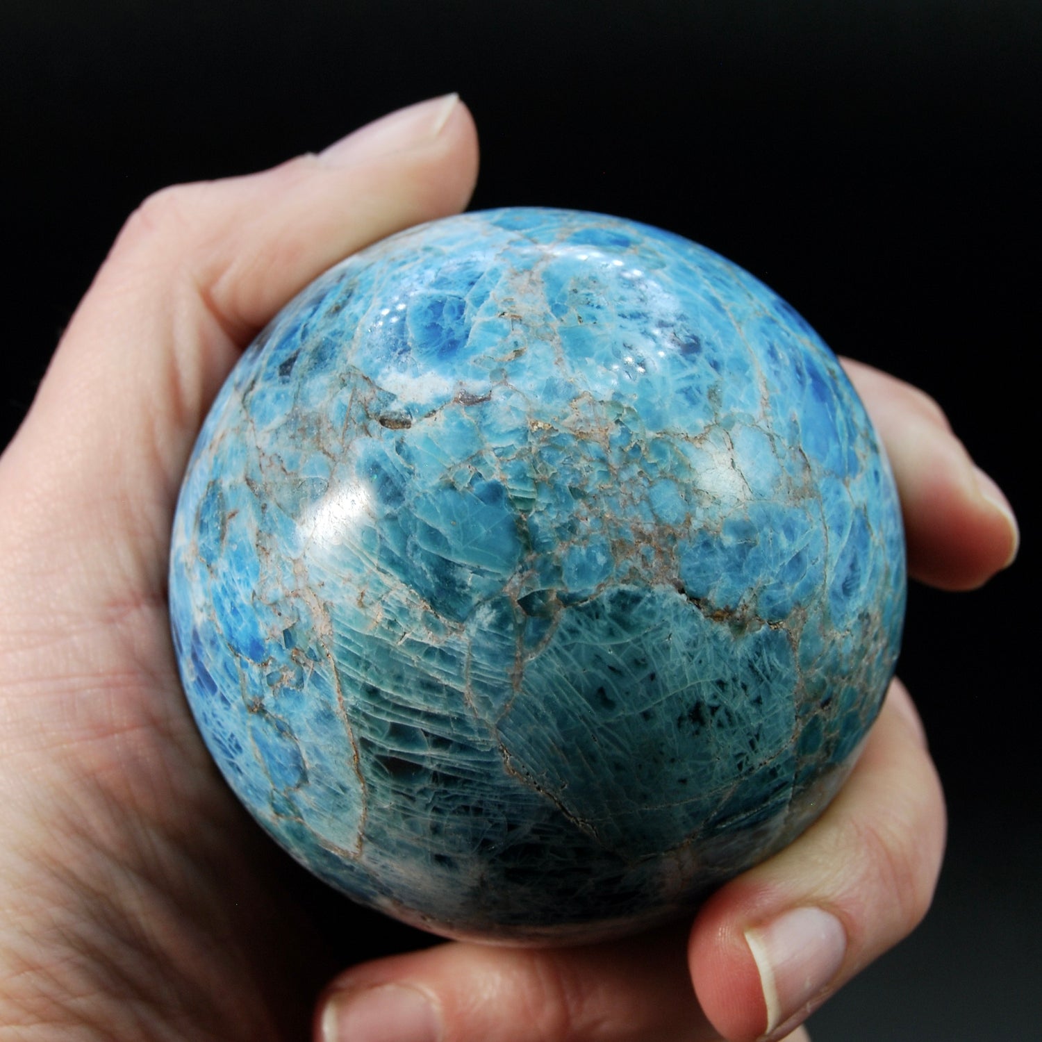 Large Blue Apatite Crystal Sphere, Madagascar