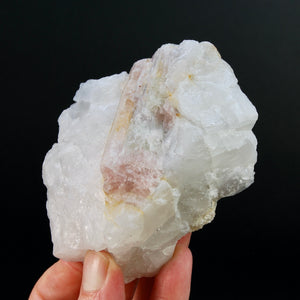 3.8in 327g Raw Tricolor Tourmaline Lepidolite Crystal on Quartz Matrix, Brazil