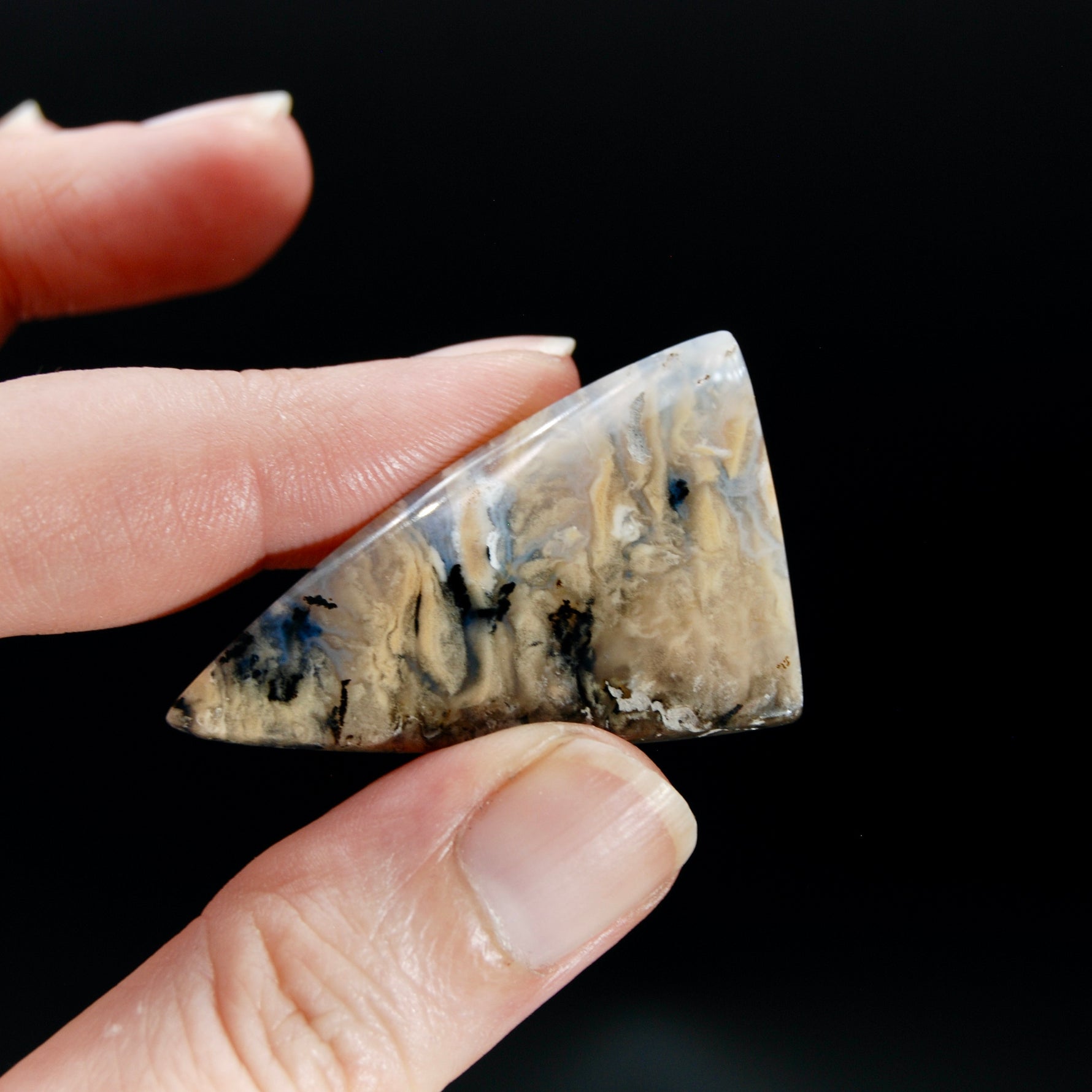 Dendritic Plume Agate Freeform Cabochon, Indonesia