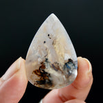 Dendritic Plume Agate Teardrop Pear Cabochon, Indonesia