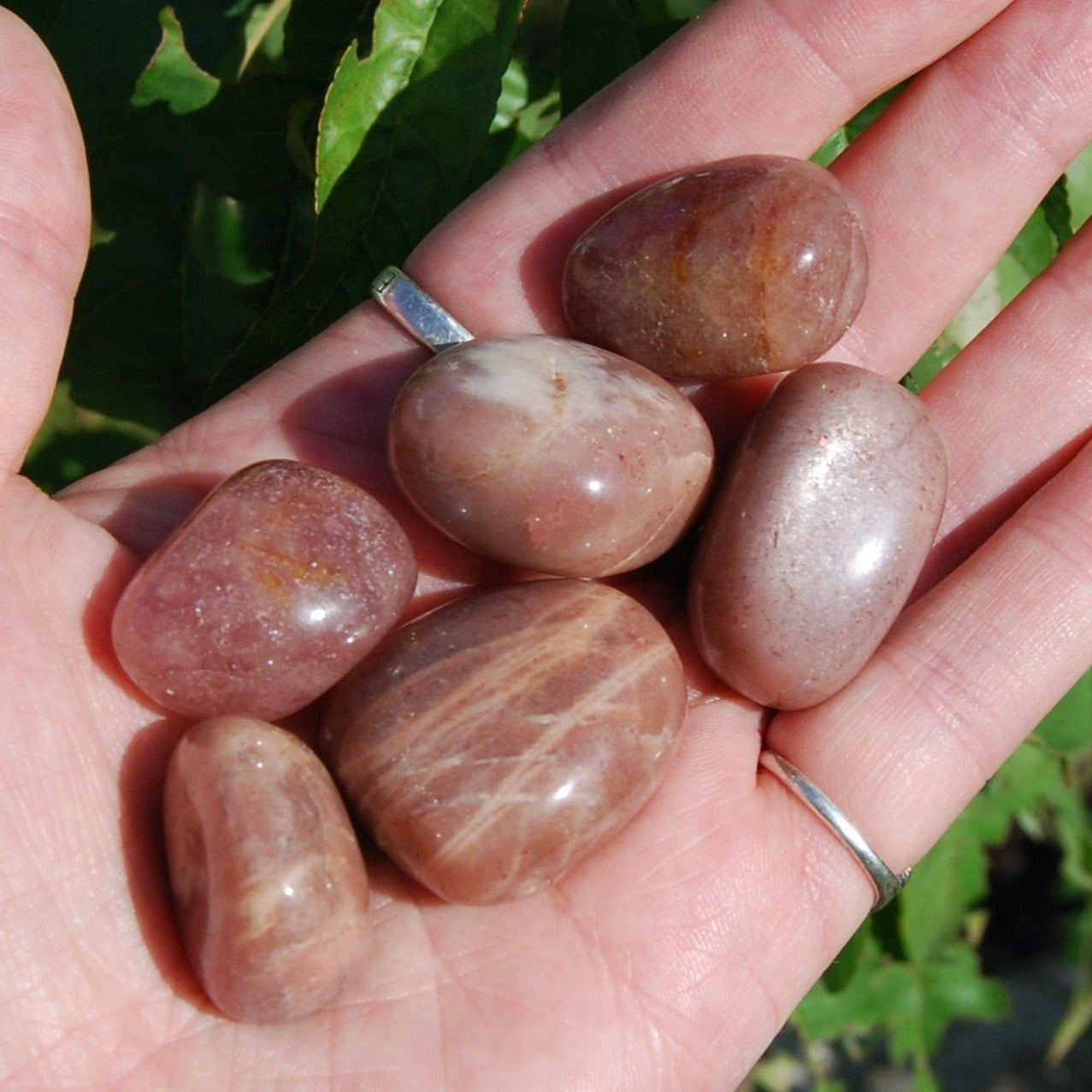Flashy Sunstone Crystal Tumbled Stones, India