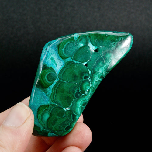 Malachite Chrysocolla Crystal Palm Stone, Congo