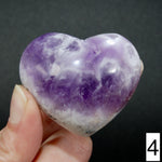 YOU CHOOSE Chevron Amethyst Carved Crystal Heart Shaped Palm Stones, Zambia