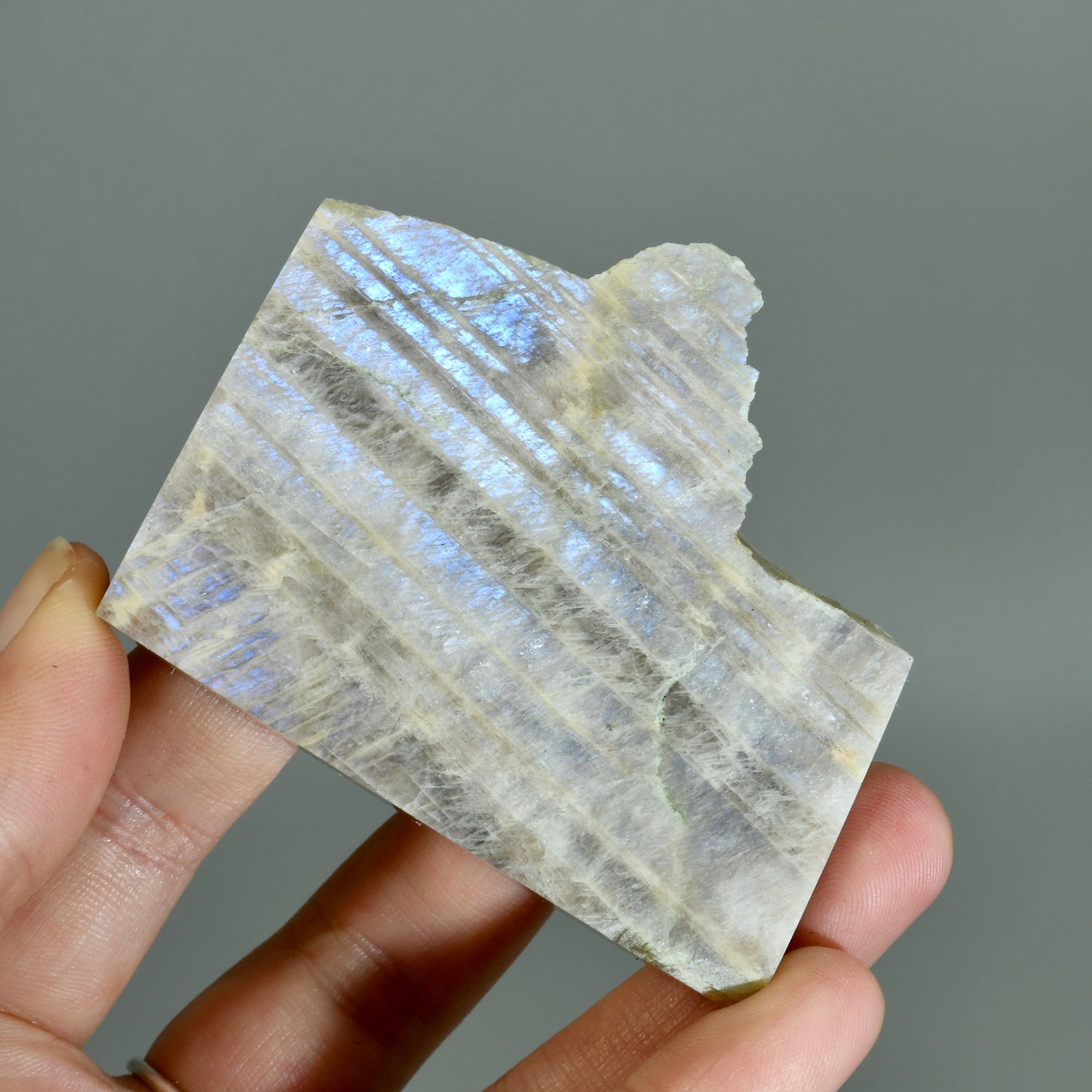Flashy Rainbow Moonstone Sunstone Crystal Slab, Thick Rainbow Moonstone Slice, India