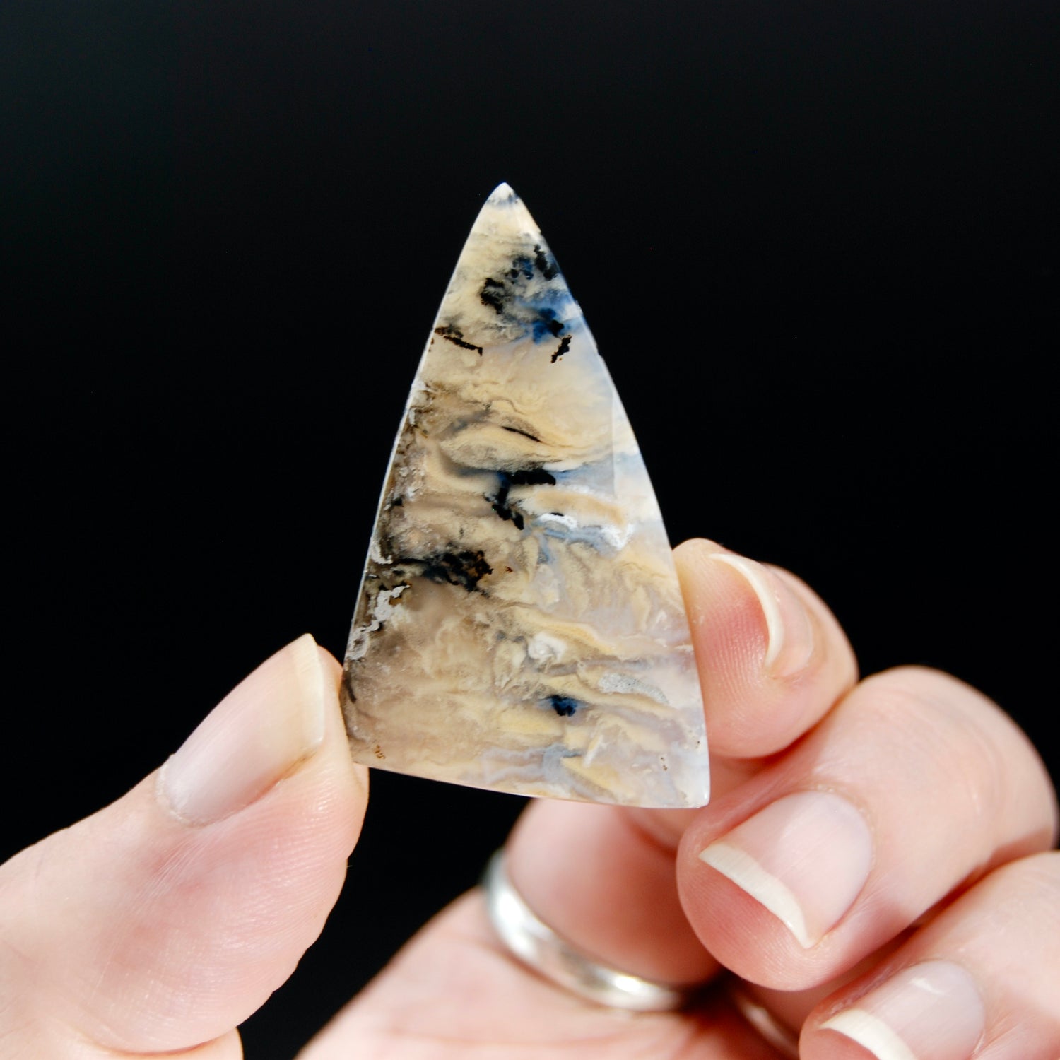 Dendritic Plume Agate Freeform Cabochon, Indonesia
