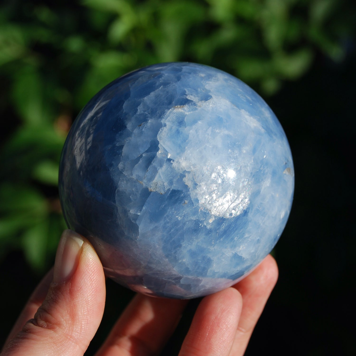 Blue Calcite Crystal Sphere
