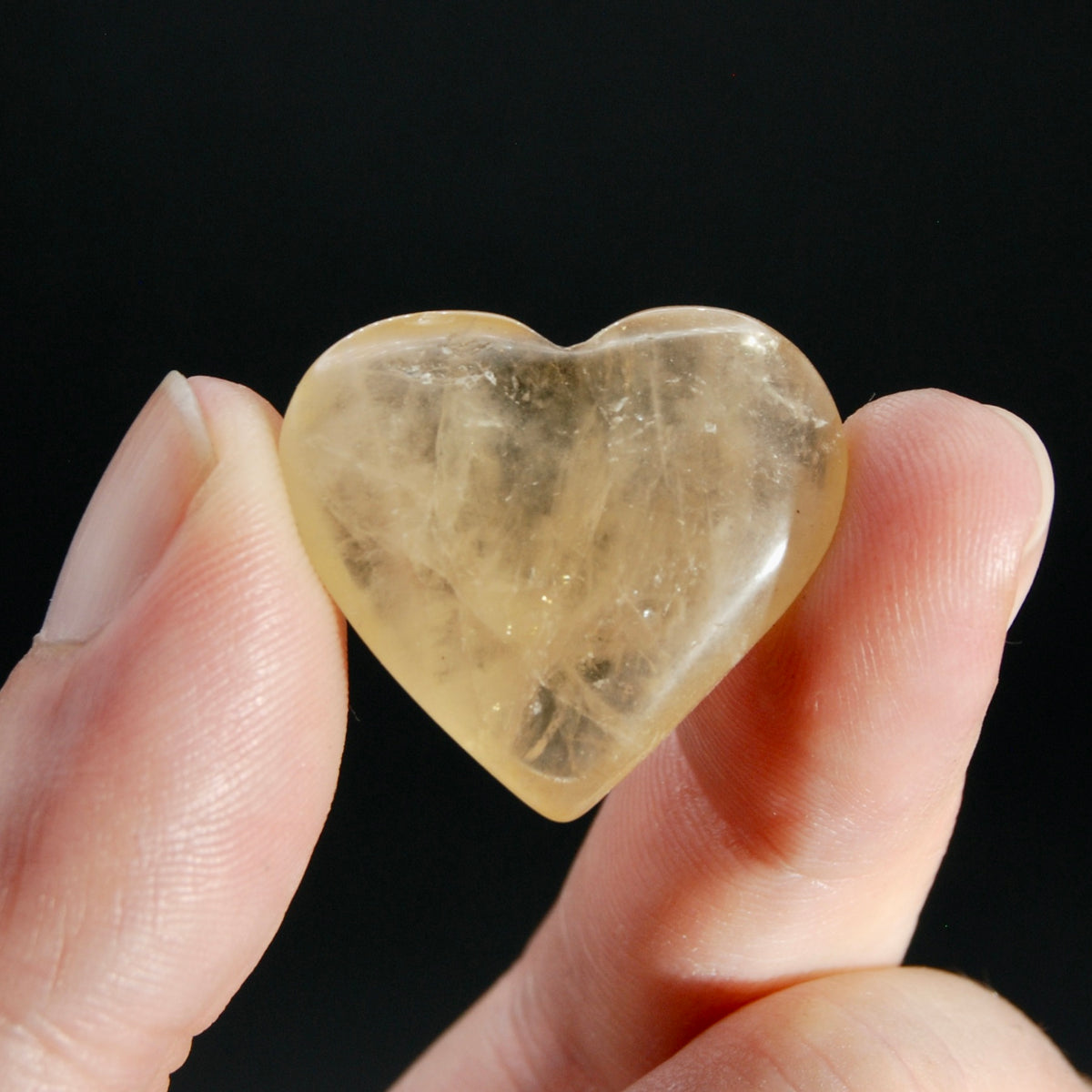 Genuine Citrine Crystal Heart, Natural Citrine Palm Stone, Brazil