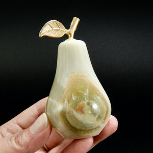 Green Calcite Carved Crystal Pear, Pakistan