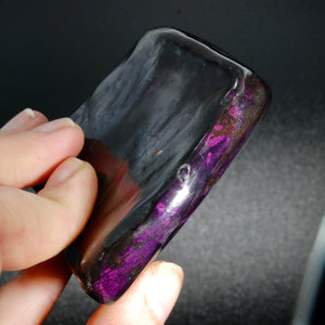 Polished Purpurite Crystal Palm Stone, Flashy Polished Heterosite , Namibia