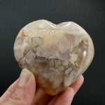 Flower Agate Heart Shaped Palm Stone, Sakura Agate Crystal Heart