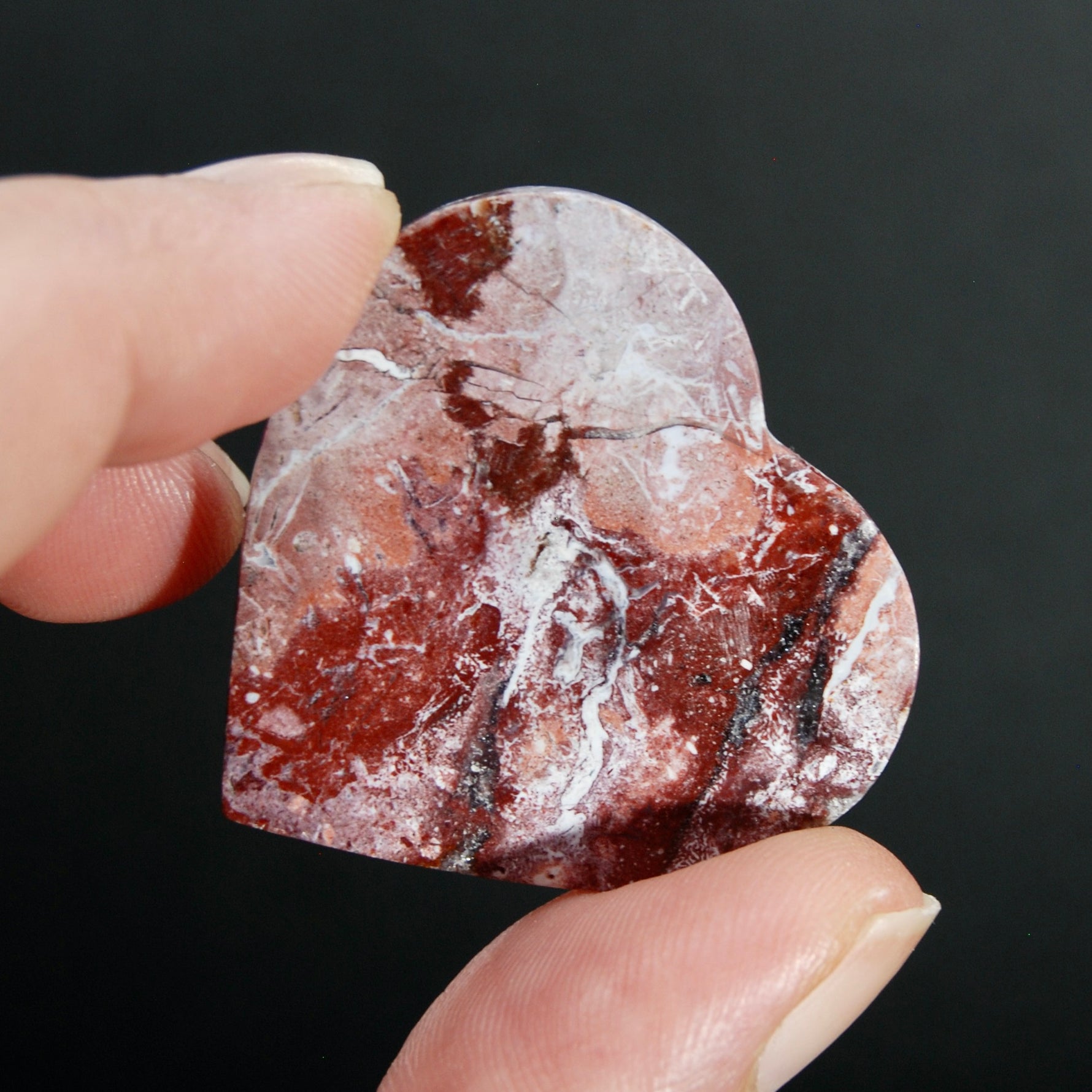 Pink Jasper Crystal Heart Cabochon 