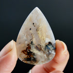 Dendritic Plume Agate Teardrop Pear Cabochon, Indonesia