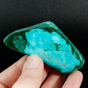 Malachite Chrysocolla Crystal Palm Stone, Congo