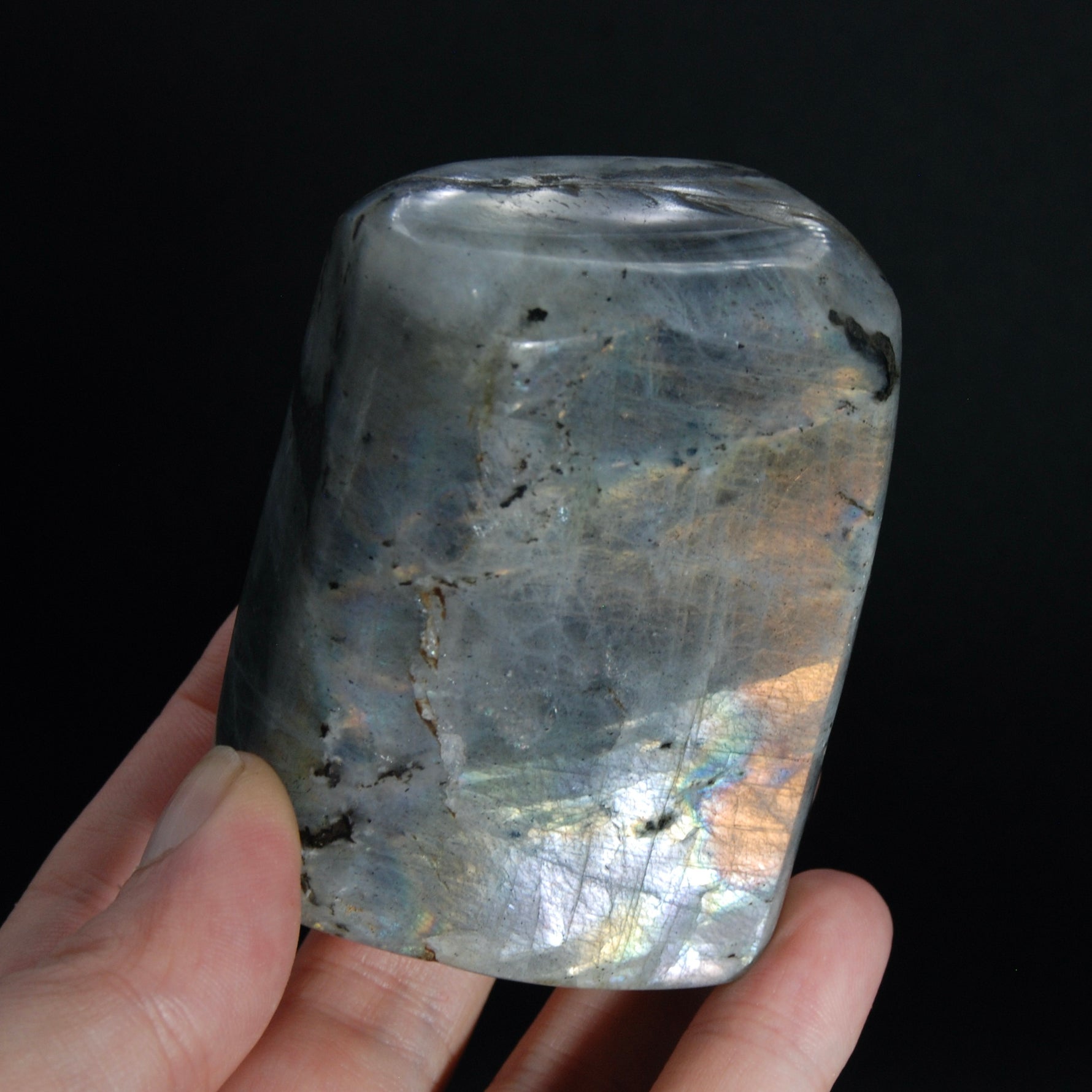 Purple Labradorite Crystal Freeform Tower, Super Flashy Spectrolite