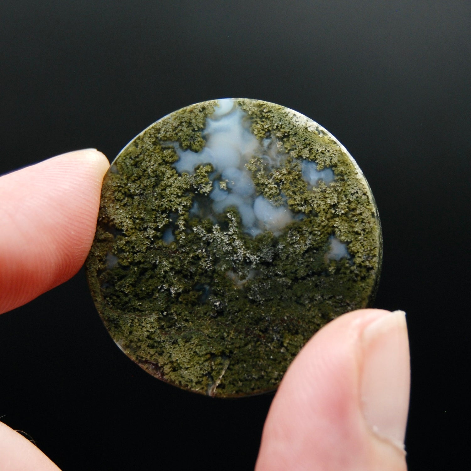 34mm Beautiful Moss Agate Round Cabochon, a13