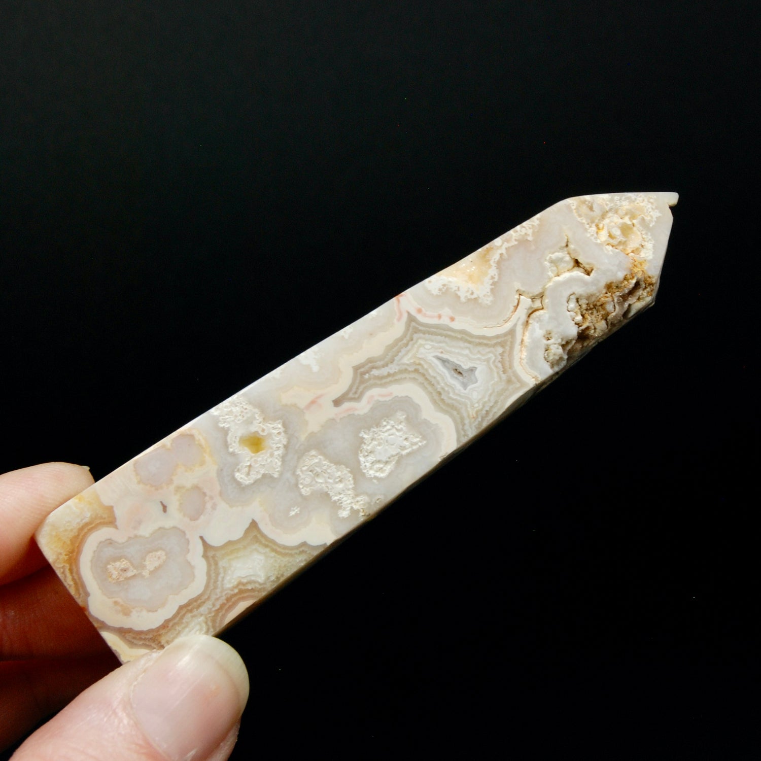 PINK Crazy Lace Agate Druzy Filled Crystal Tower, Indonesia