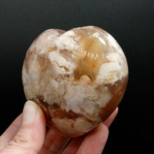 Load image into Gallery viewer, Flower Agate Heart Shaped Palm Stone, Sakura Agate Crystal Heart
