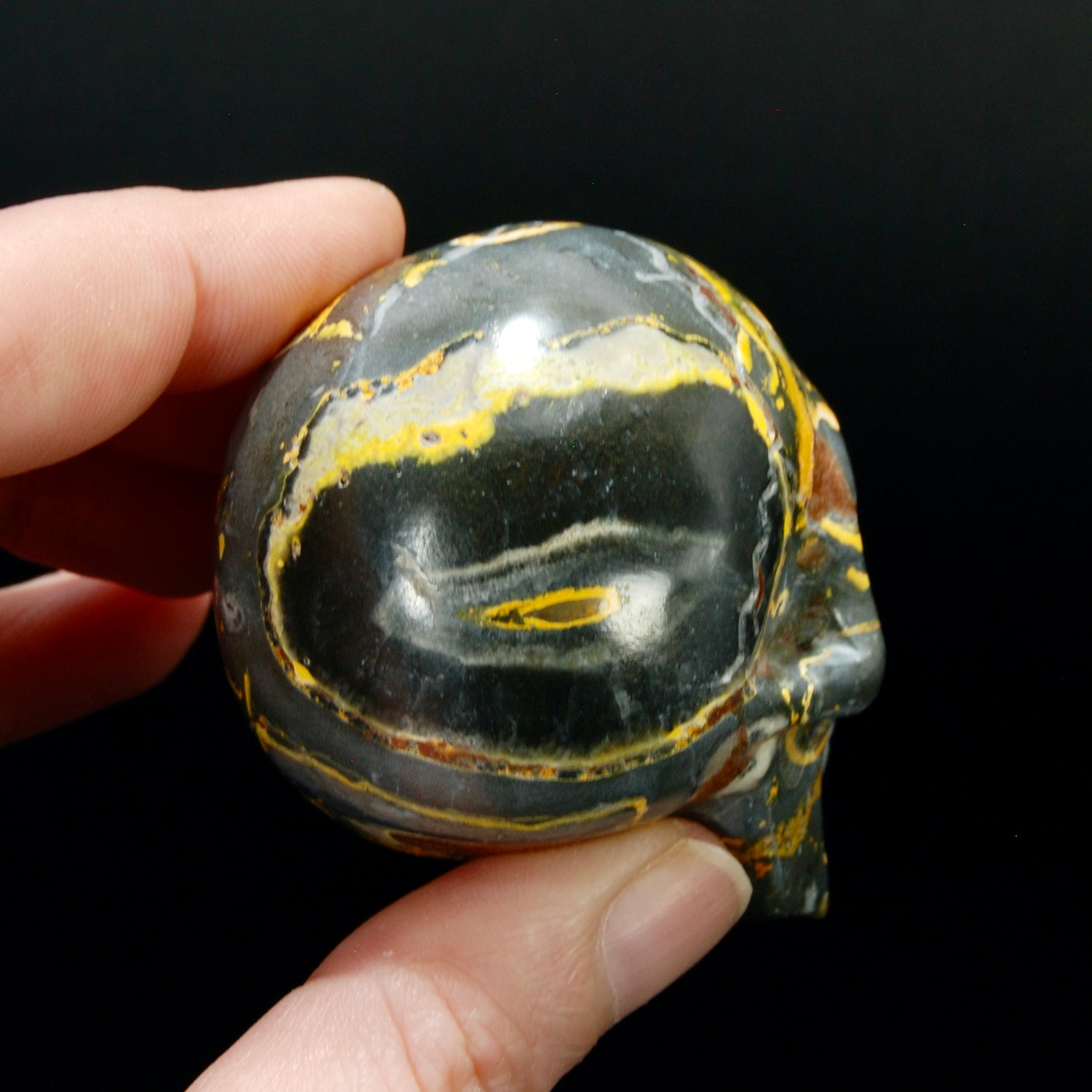 Bumblebee Jasper Carved Crystal Skull, Indonesia