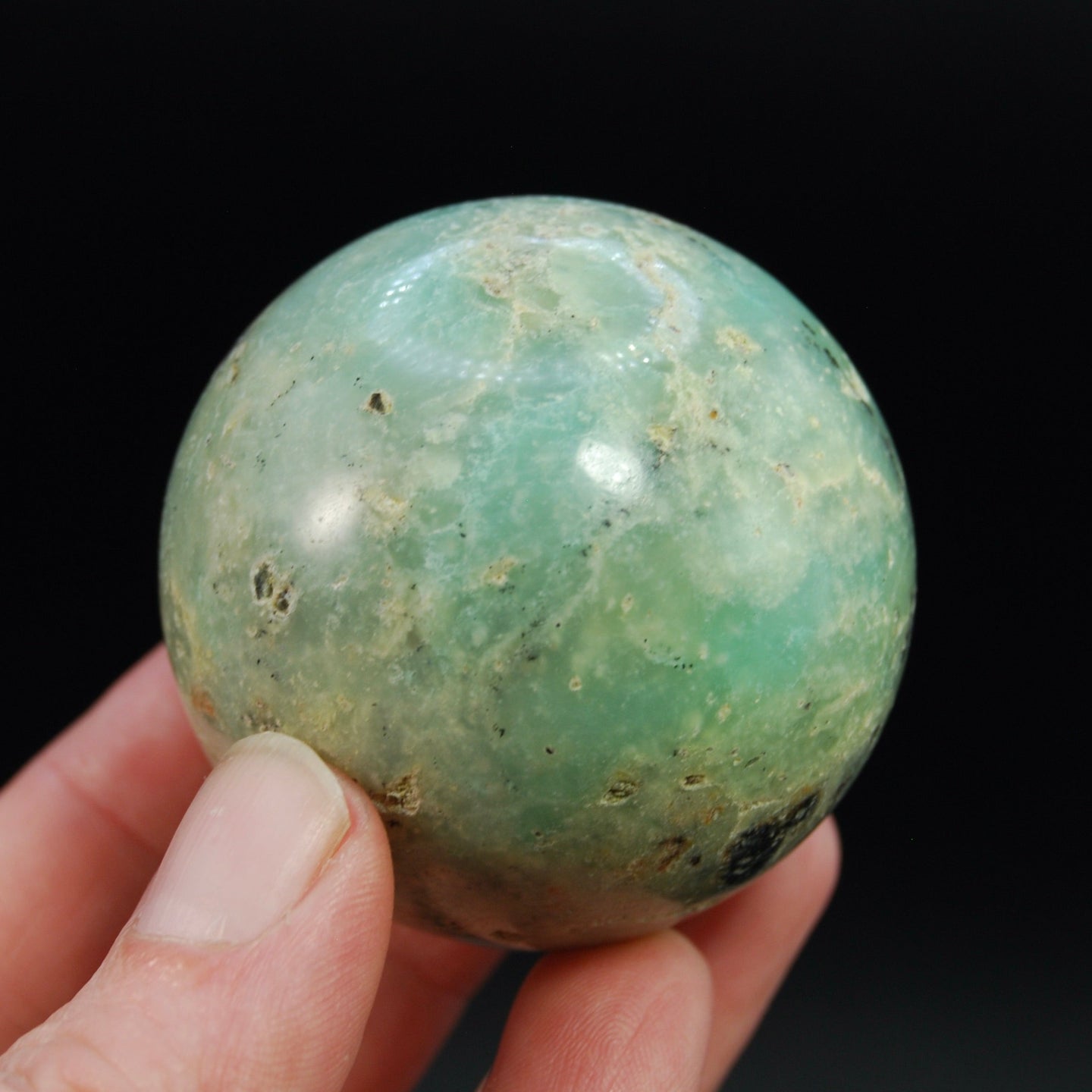 Genuine Green Chrysoprase Crystal Sphere, Indonesia