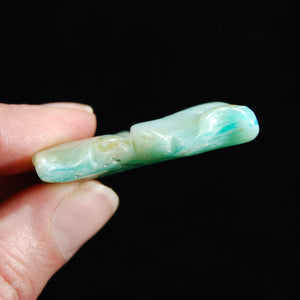 Blue Andean Opal Carved Crystal Flower, Natural Blue Opal Gemstone Carving, Peru