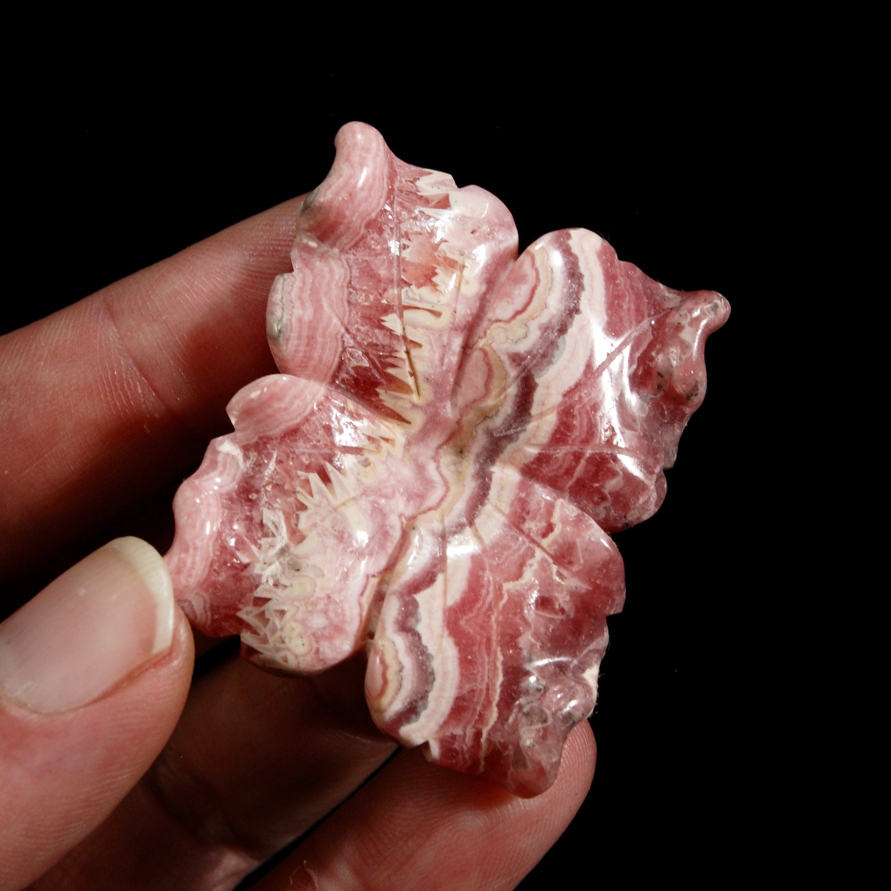 Genuine Rhodochrosite Carved Crystal Crystal Flower, Argentina