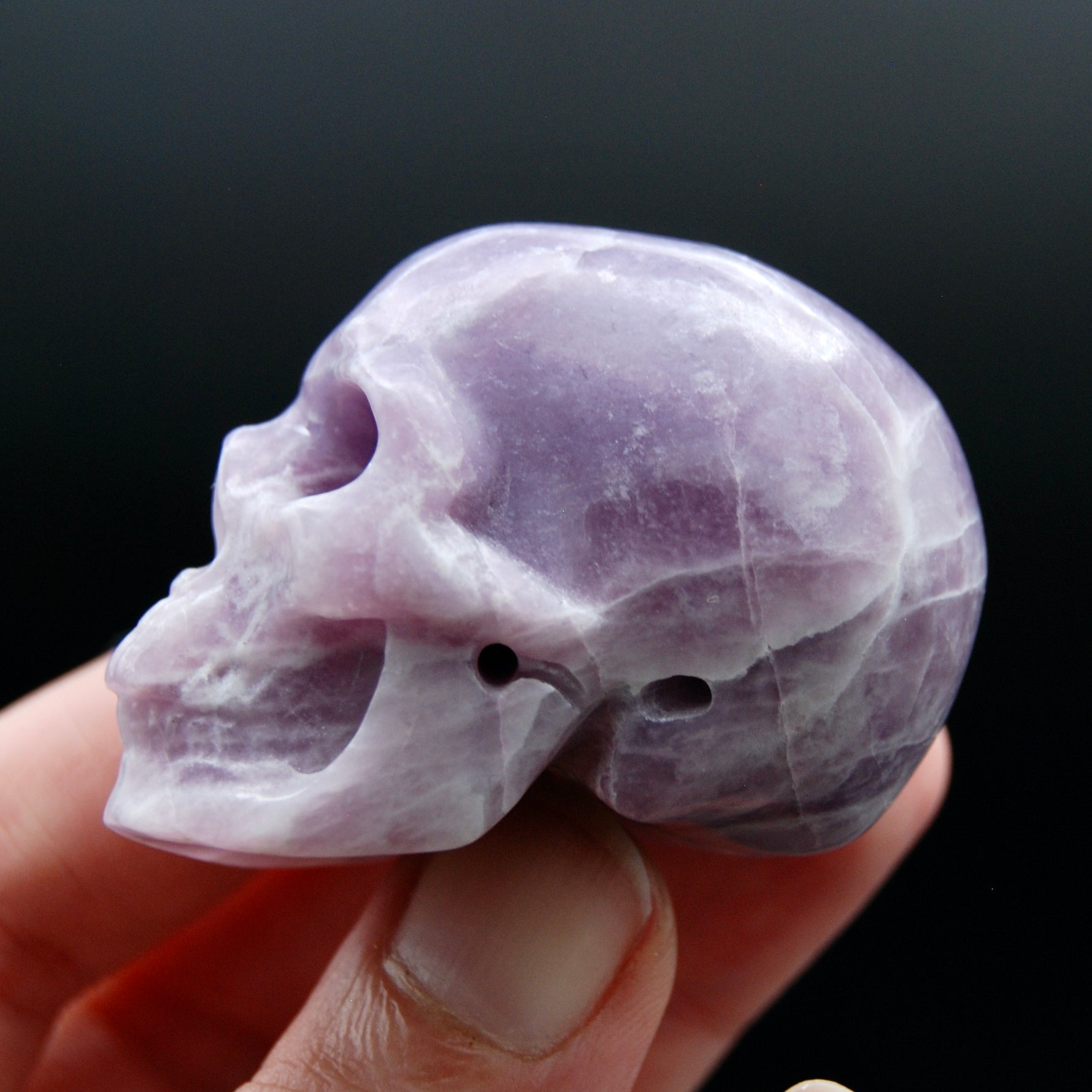 Lepidolite Carved Crystal Skull