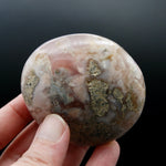 Sakura Flower Agate Palm Stone, Pink Lavender Green Sakura Agate, Madagascar