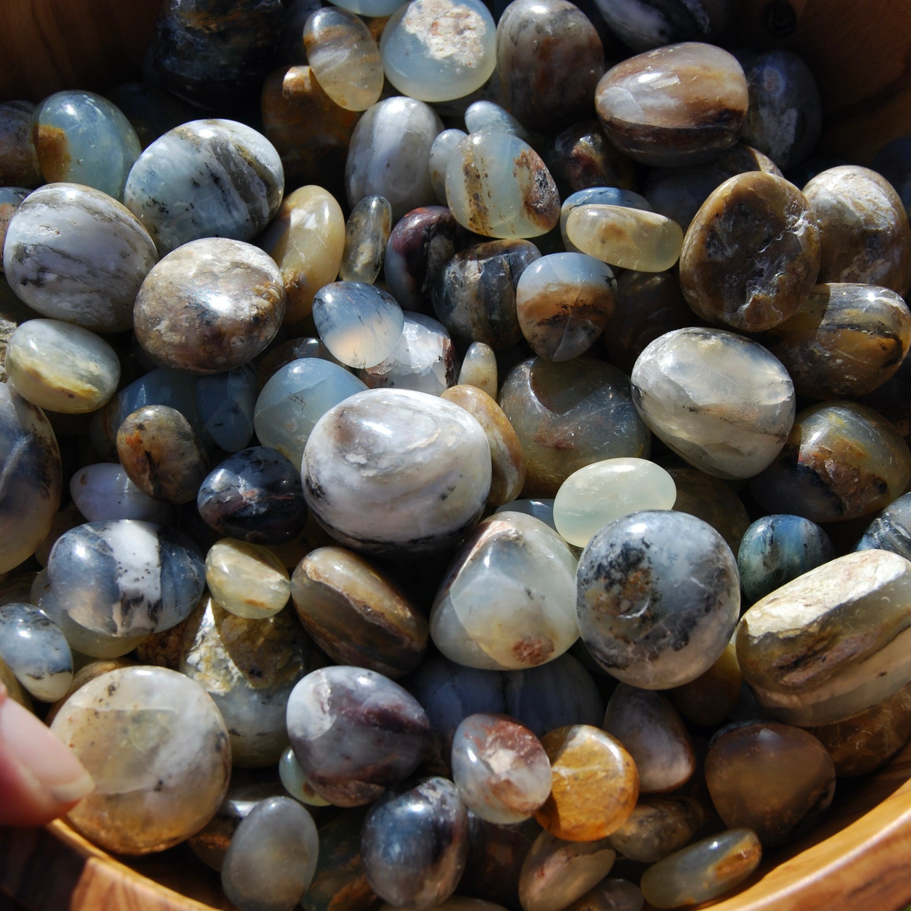 Blue Andean Opal Crystal Tumbled Stones, Peru