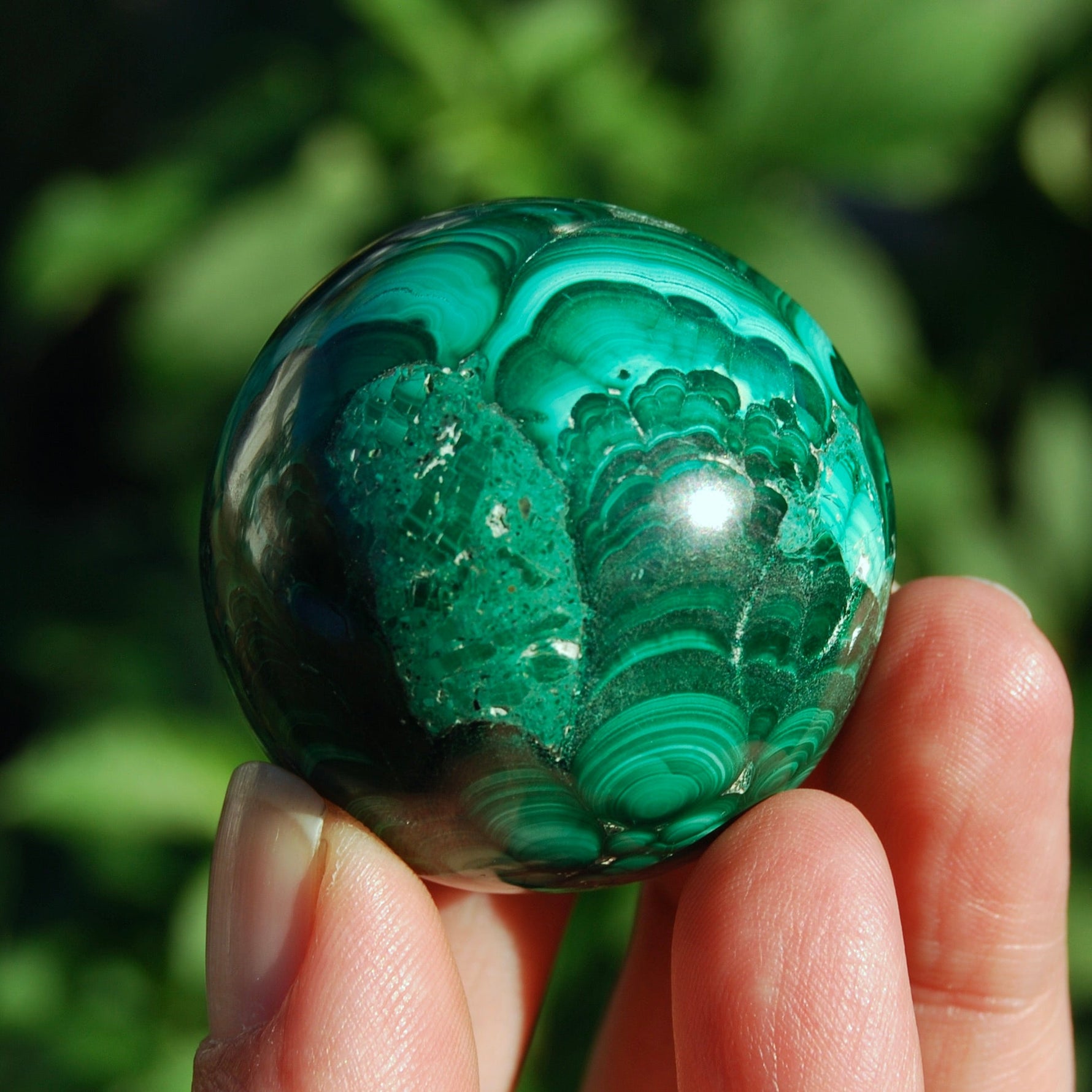 Natural Malachite Crystal Sphere, Congo