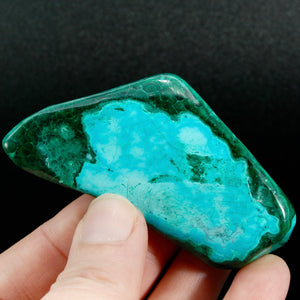 Malachite Chrysocolla Crystal Palm Stone, Congo