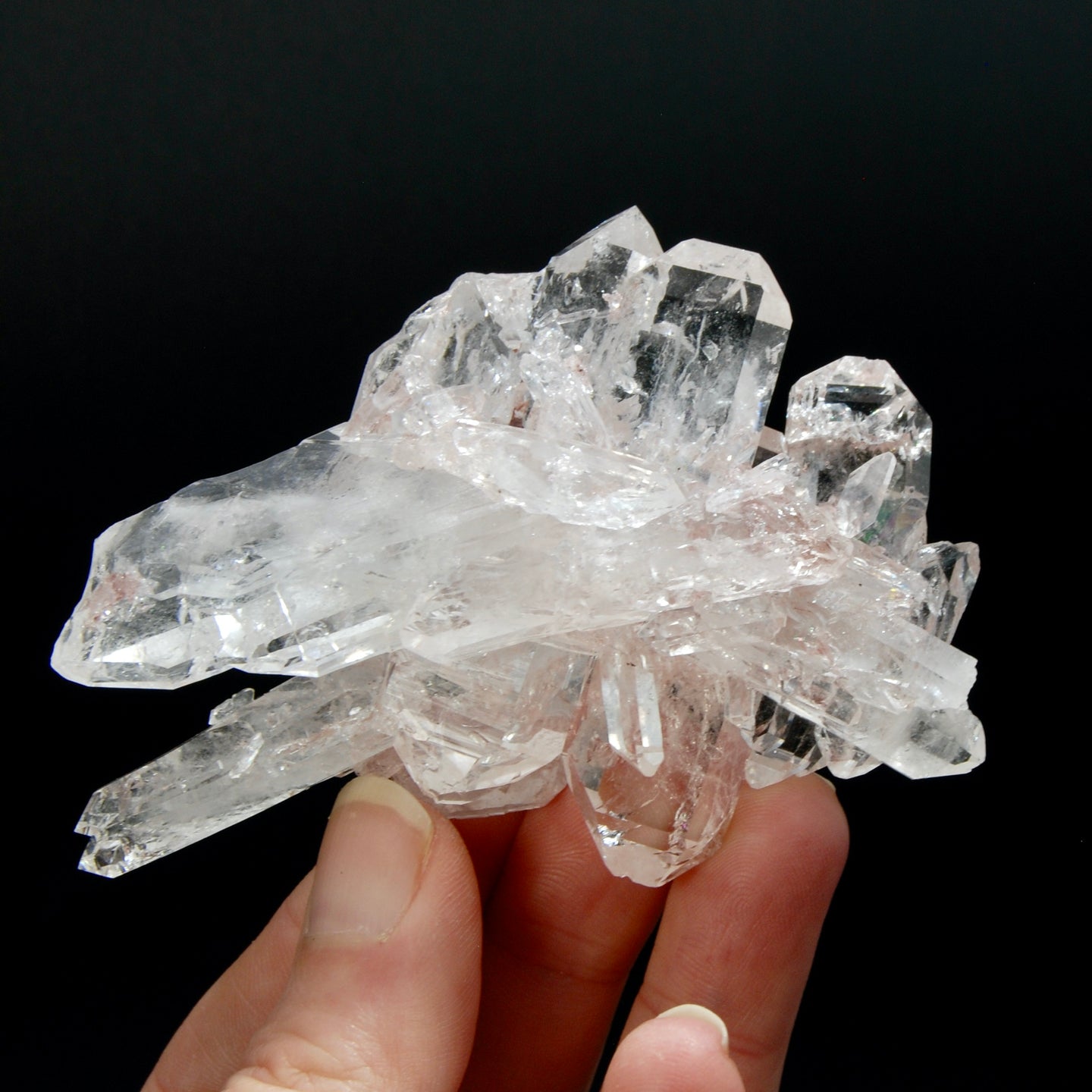 Pink Faden Quartz Crystal Cluster, Colombia