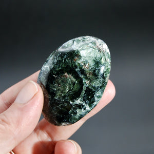Flashy Seraphinite Crystal Palm Stone, Russia