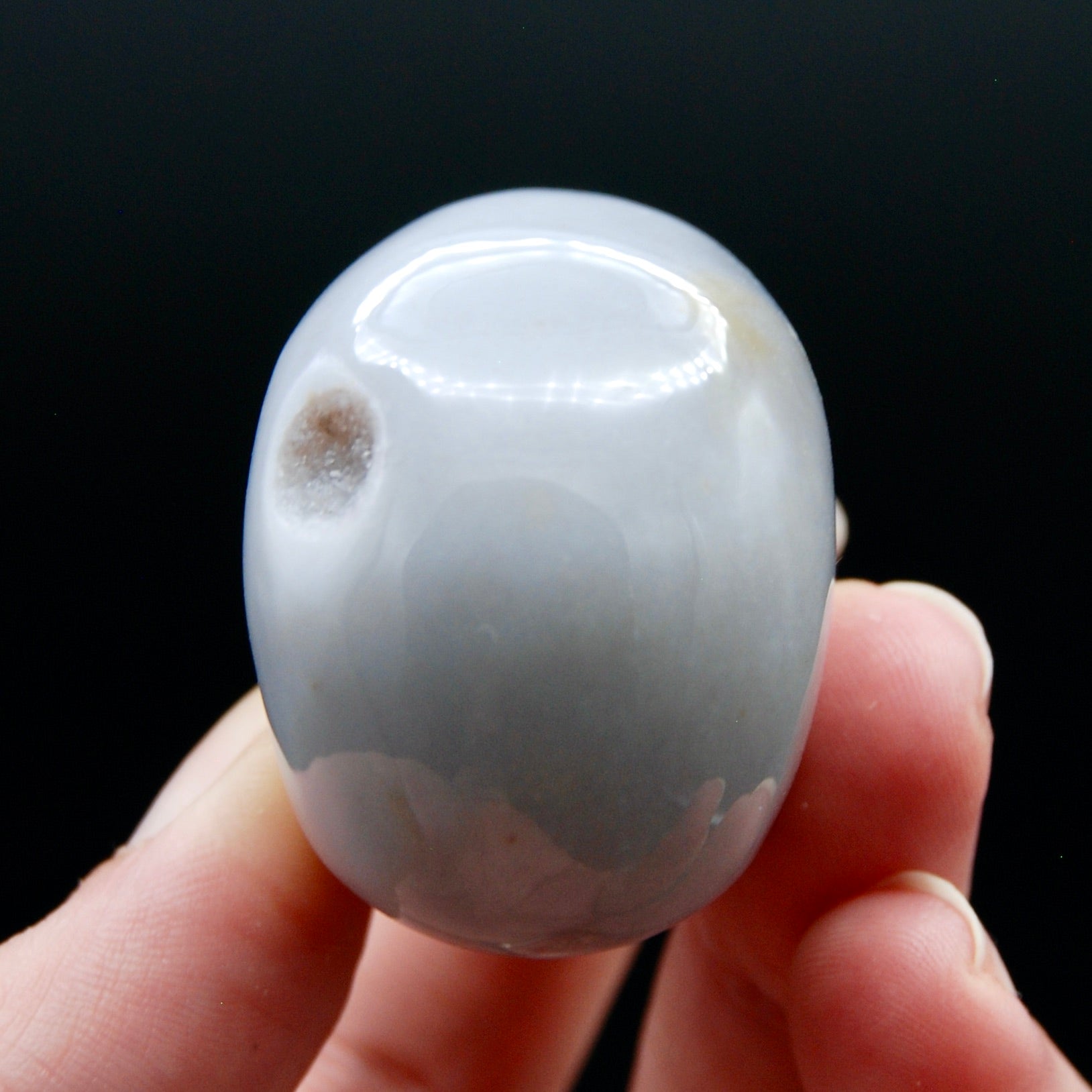 Grey Agate Geode Carved Crystal Skull