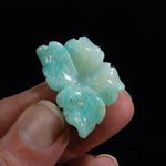 Blue Andean Opal Carved Crystal Flower, Natural Blue Opal Gemstone Carving, Peru