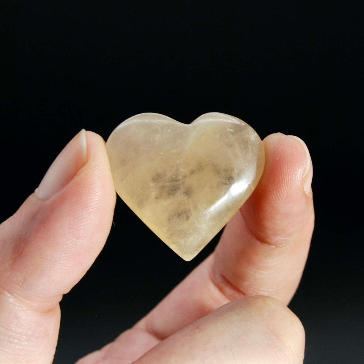 Genuine Citrine Crystal Heart, Natural Citrine Palm Stone, Brazil