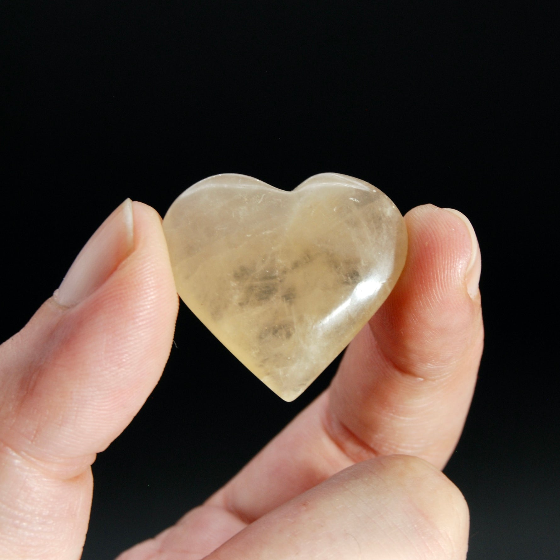 Genuine Citrine Crystal Heart, Natural Citrine Palm Stone, Brazil