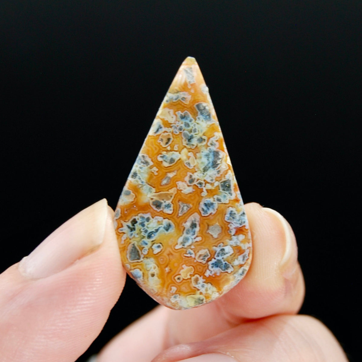 Marcasite Agate Matrix Teardrop Pear Cabochon, Indonesia