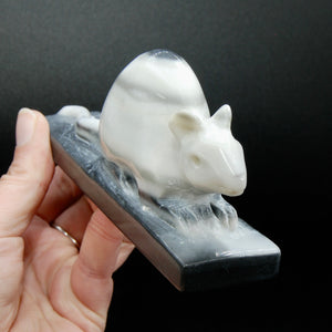 Large BullsEye Crystal Rat Carving