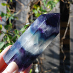 Chunky Fluorite Crystal Tower, Large Blue Purple Fluorite Tower