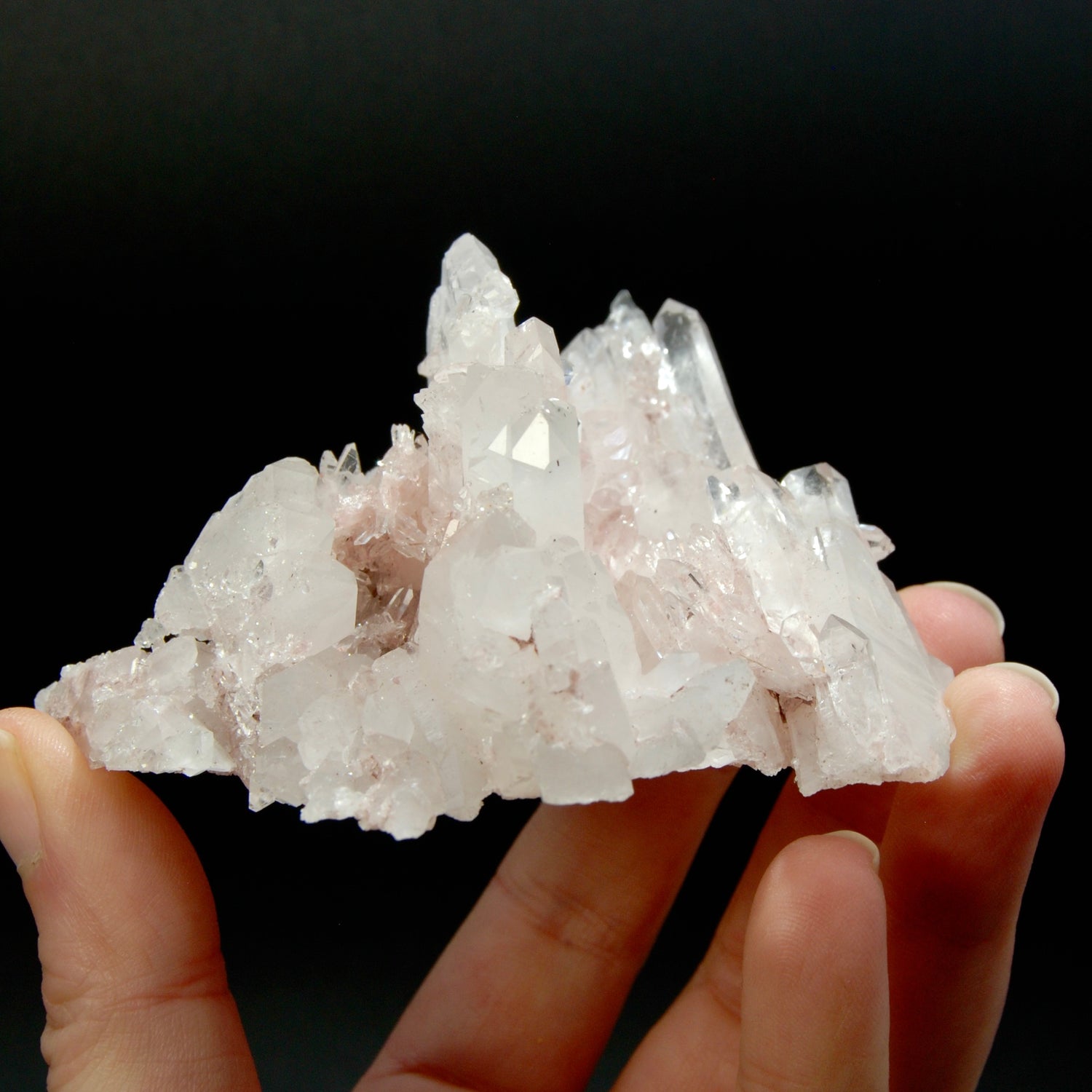 Pink Faden Quartz Crystal Cluster, Colombia