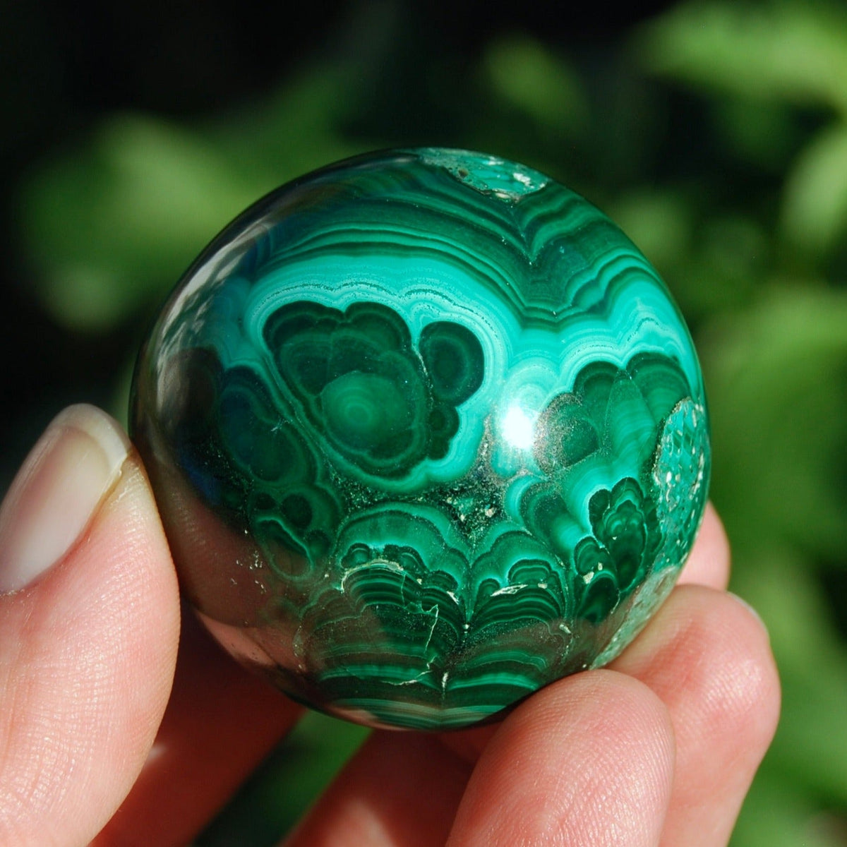 Natural Malachite Crystal Sphere, Congo